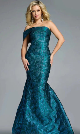 Jovani 43978 - Off-Shoulder Floral Brocade Mermaid Gown