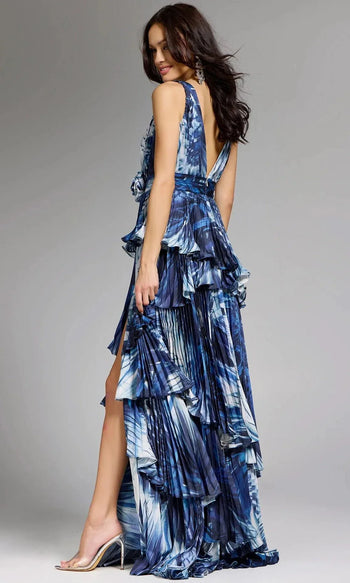 Jovani 44096 - Tiered A-Line Gown with Rosette Detail