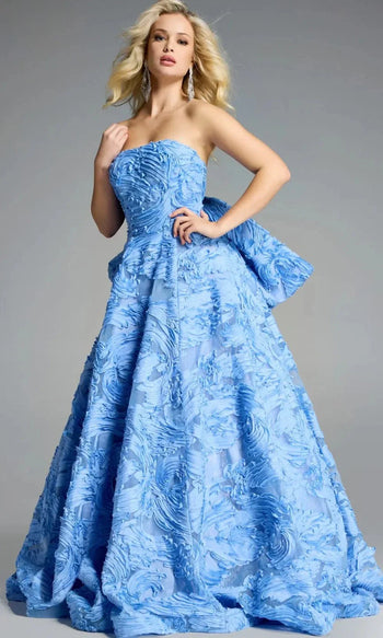 Jovani 44114 - Strapless Ballgown with 3D Texture Special Occasion Dress
