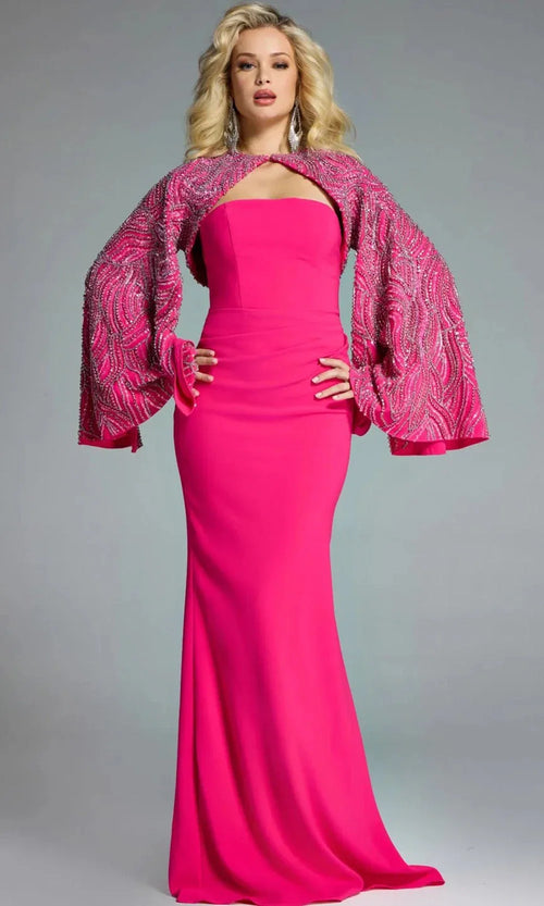 Jovani 44254 - Strapless Gown with Embellished Cape