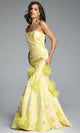 Jovani 44351 - Strapless Mermaid Gown with Floral Appliques