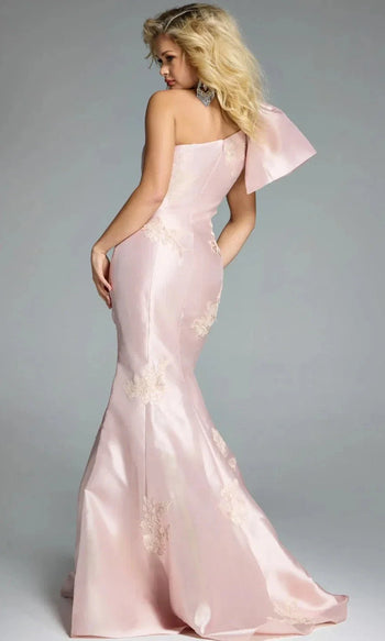Jovani 44354 - One Shoulder Mermaid Gown with Embroidery