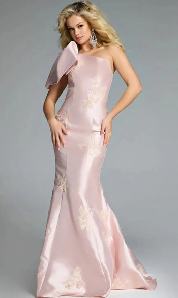 Jovani 44354 - One Shoulder Mermaid Gown with Embroidery