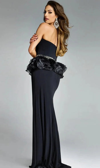 Jovani 44382 - Strapless Gown with Peplum Detail
