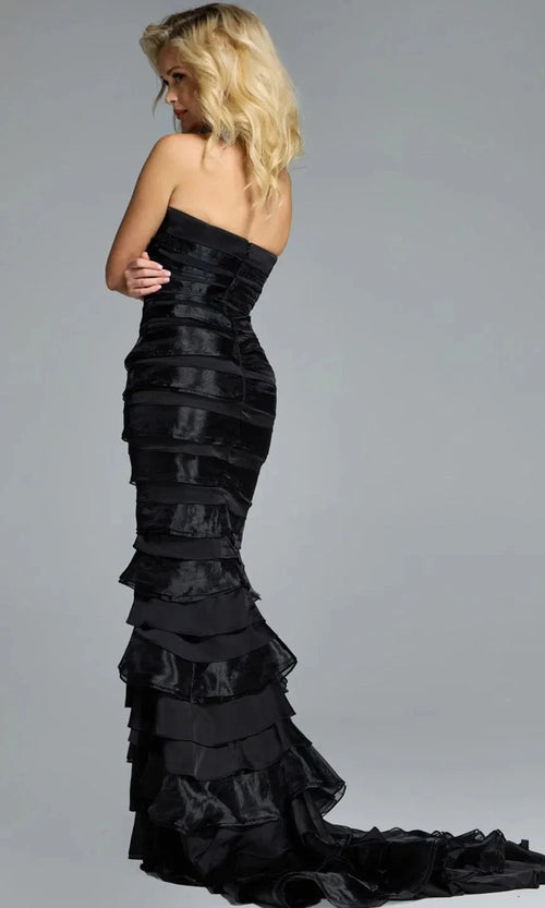 Jovani 44383 - Strapless Tiered Ruffle Gown