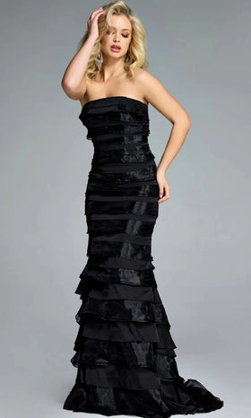 Jovani 44383 - Strapless Tiered Ruffle Gown