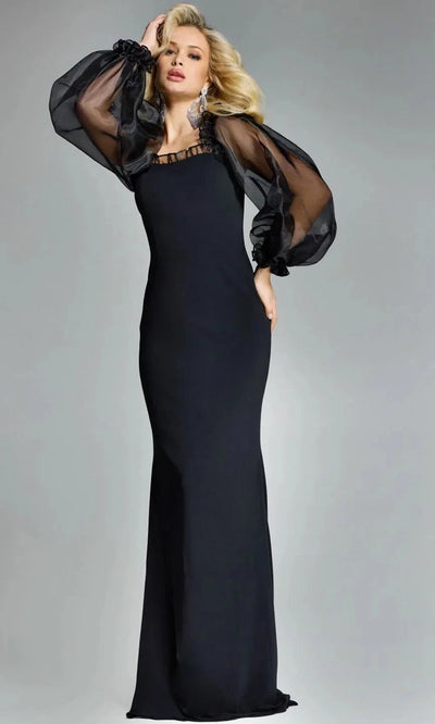 Jovani 44386 - Ruffle Trim Square Neckline Gown