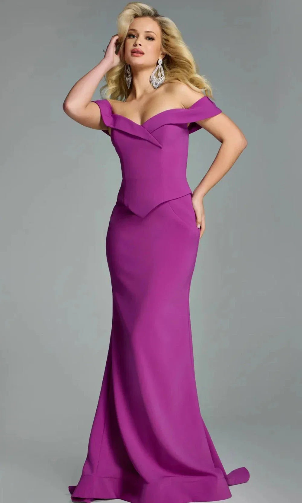 Jovani 44861 - Off Shoulder Sheath Gown with Fold Neckline Special Occasion Dress