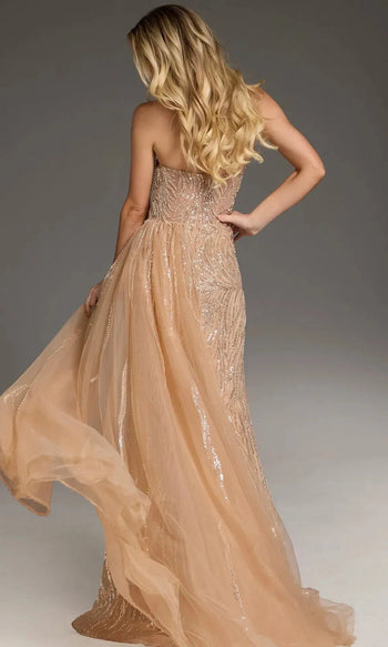 Jovani 45071 - Glamorous Champagne Evening Gown