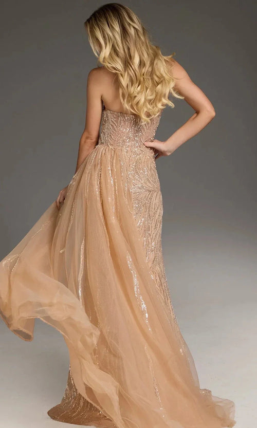 Jovani 45071 - Glamorous Champagne Evening Gown