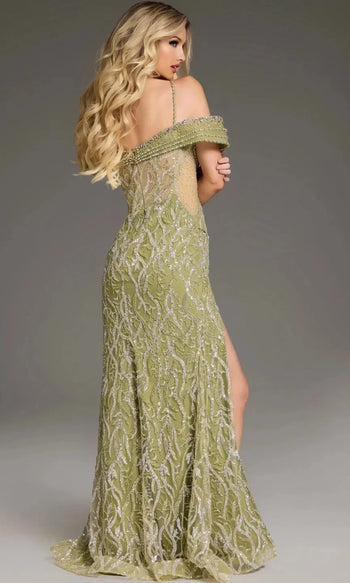 Jovani 45072 - Fully Beaded Off-Shoulder Gown