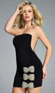 Jovani 45239 - Strapless Mini Dress with Bow Embellishments
