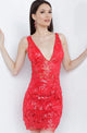Jovani 4552 - Fitted After-Prom Dress with Embellished Deep V-Neck - Prom