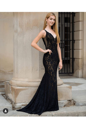 Jovani 48994 - Fitted Lace Prom Dress