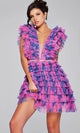 Jovani 50069 - Ruffled Cocktail Dress with Plunging Neckline - Prom