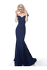 Jovani 55187 Mermaid Gown with Off-Shoulder Glittered Design - Prom