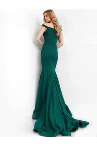 Jovani 55187 Mermaid Gown with Off-Shoulder Glittered Design - Prom