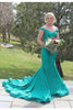 Jovani 55187 Mermaid Gown with Off-Shoulder Glittered Design - Prom