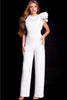 Jovani 57239 Scuba Jumpsuit with Ruffled Cap Sleeves - Prom