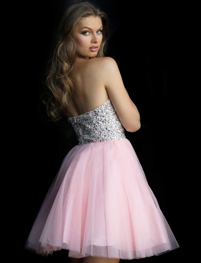 Jovani 58470 - Bead-Studded Strapless Fit and Flare Cocktail Dress - Prom