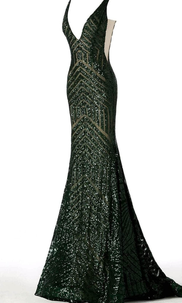 Jovani 59762 - Sequin Evening Gown with Low V-Neck - Prom