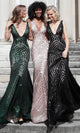 Jovani 59762 - Sequin Evening Gown with Low V-Neck - Prom
