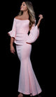 Jovani - 59993 Off Shoulder Bell Sleeve Draping Mermaid Gown - Prom