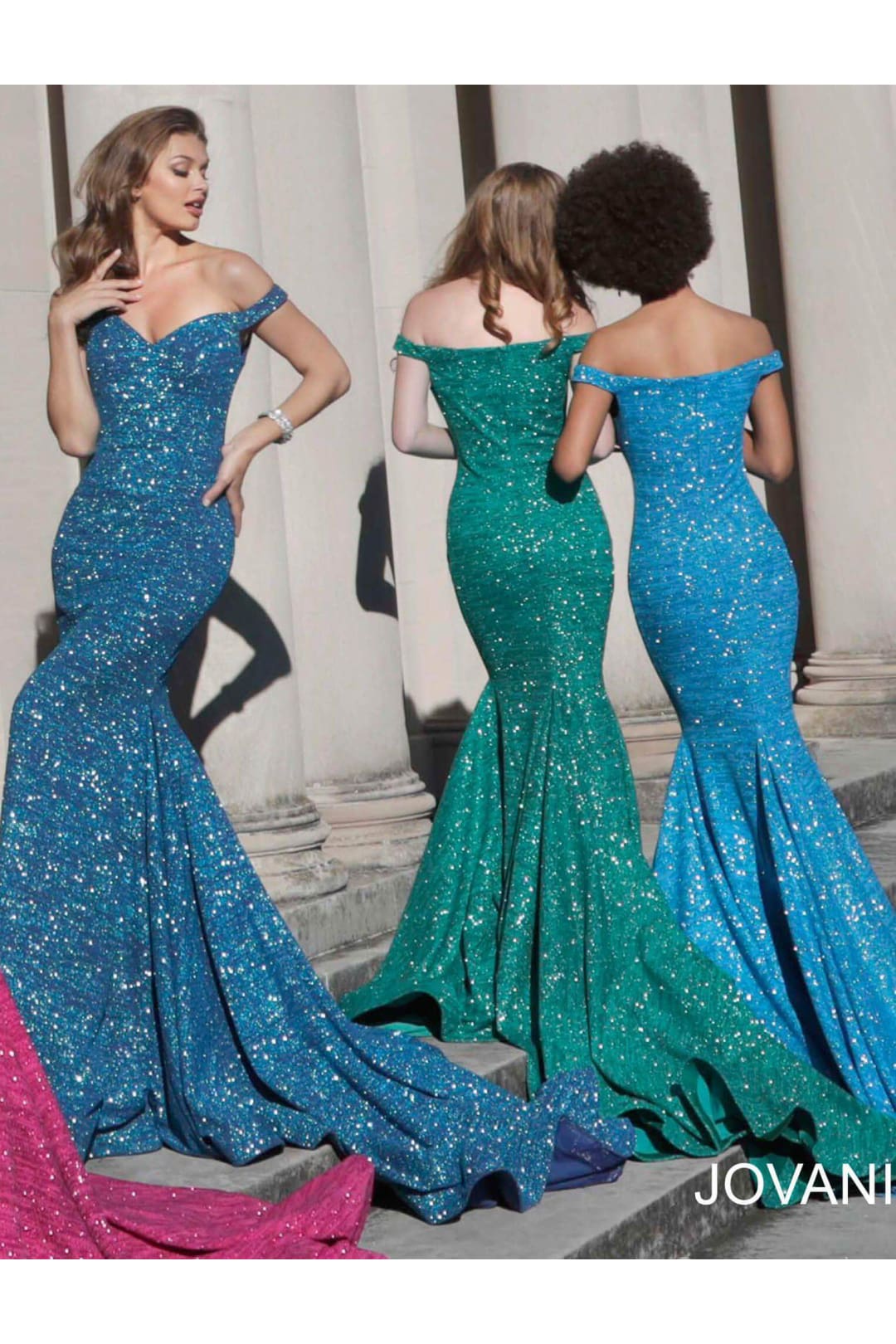 Jovani 60122 - Off-Shoulder Glitter Mermaid Dress with Sweetheart Neckline. - Prom