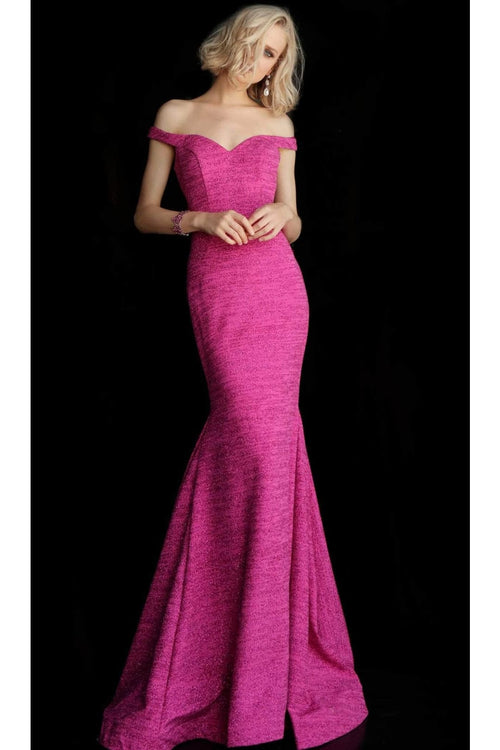 Jovani 60122 - Off-Shoulder Glitter Mermaid Dress with Sweetheart Neckline. - Prom