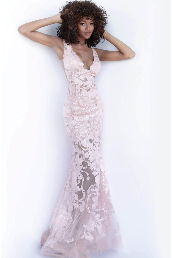 Jovani - 60283 Prom Gown with Floral Appliqué - Prom