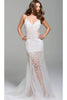 Jovani 60695 Tulle Trumpet Dress with Beaded Plunging V-Neck - Prom