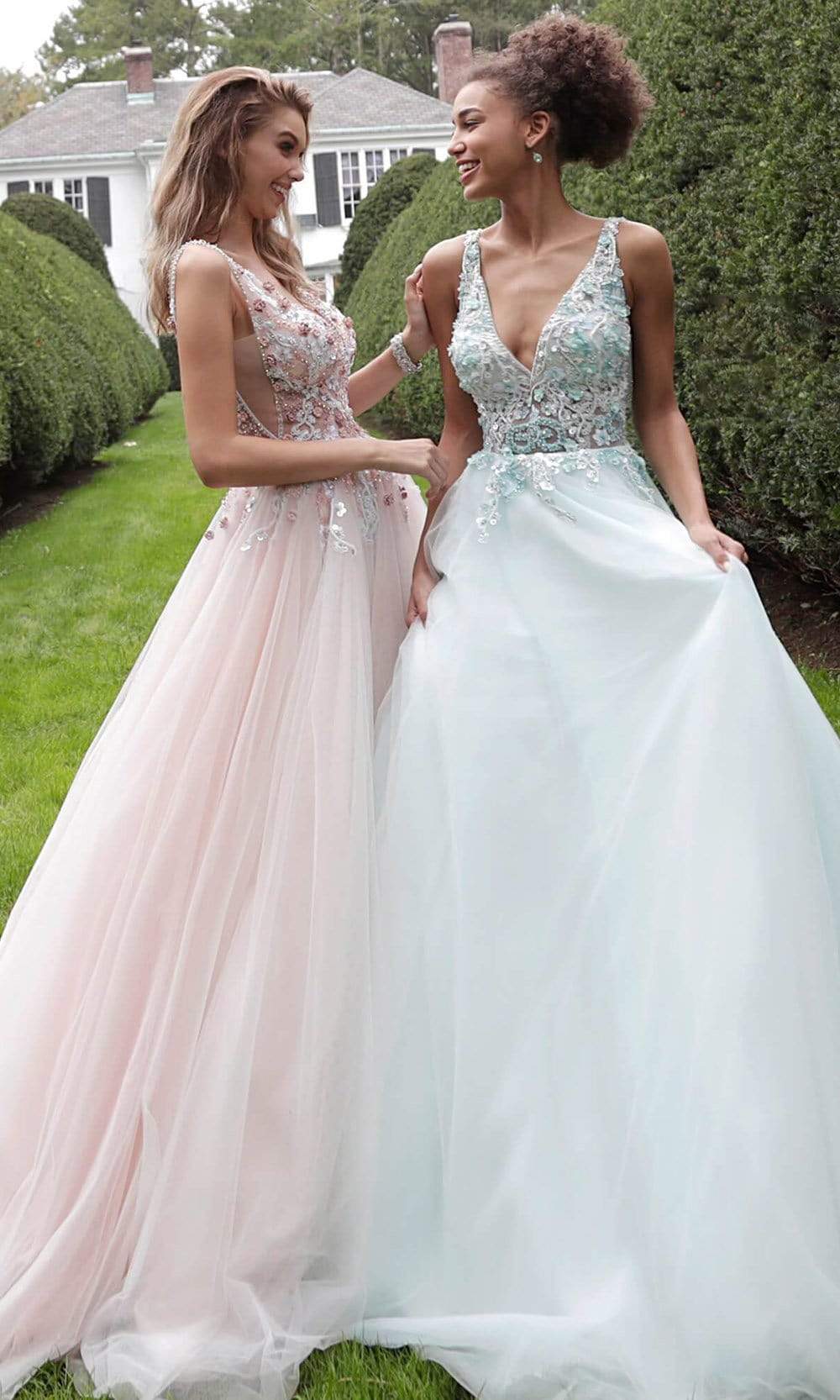 Jovani 61109 - Floral Appliqué Plus Size Prom Ballgown. - Prom