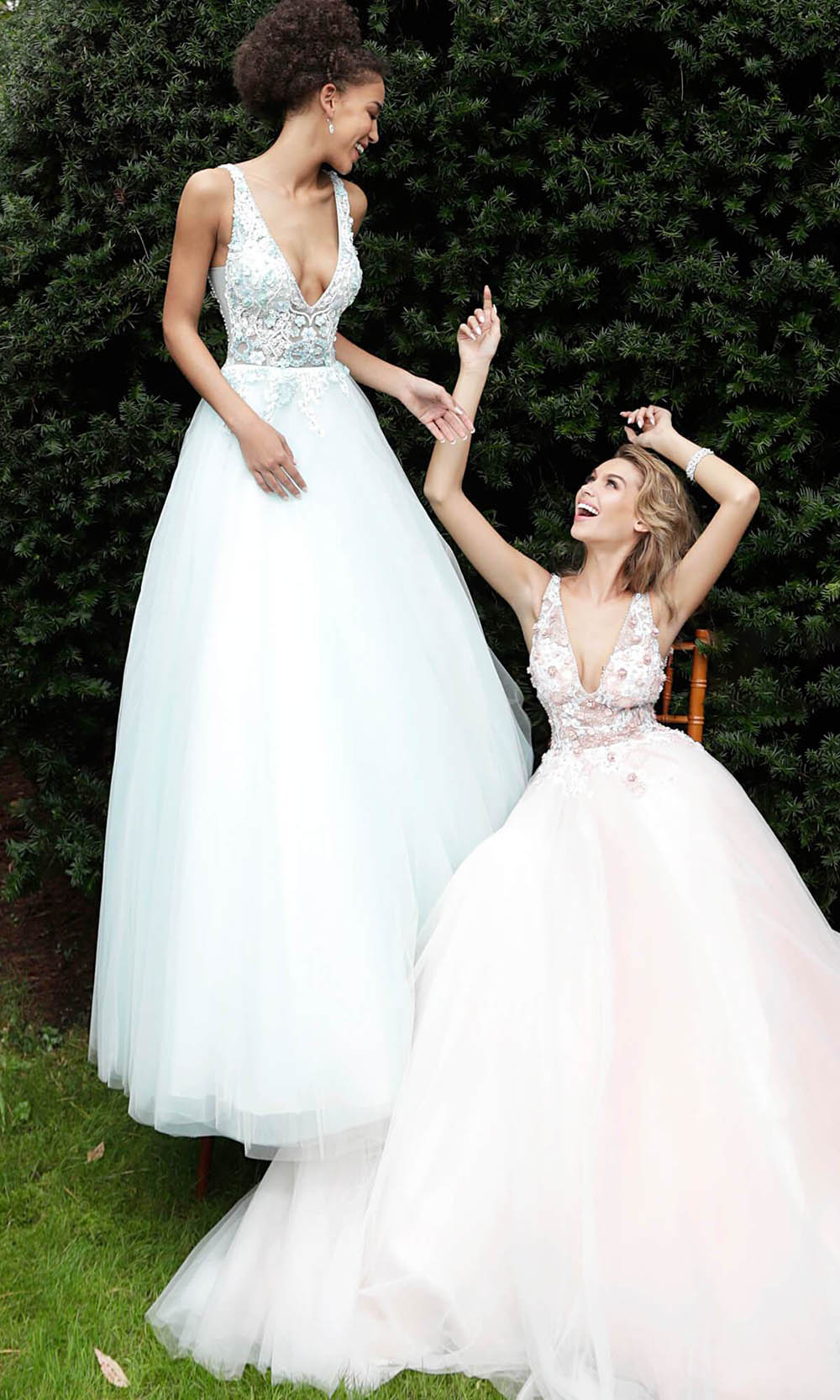 Jovani 61109 - Floral Appliqué Plus Size Prom Ballgown. - Prom