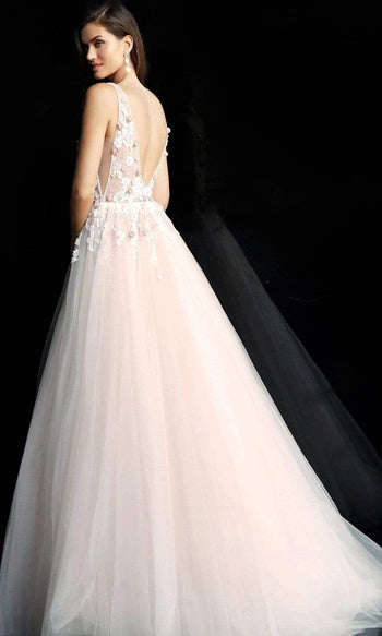 Jovani 61109 - Floral Appliqué Plus Size Prom Ballgown. - Prom