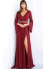 Jovani 63124 - Glitter Gown with Split Long Sleeves and High Slit - Prom