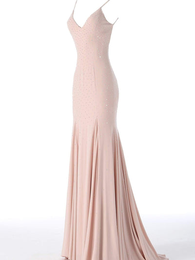 Jovani 63563 Backless Jersey Prom Gown with Studded Details - Prom