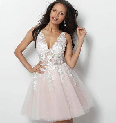 Jovani 63987 - Floral Appliqué A-Line Party Dress - Prom