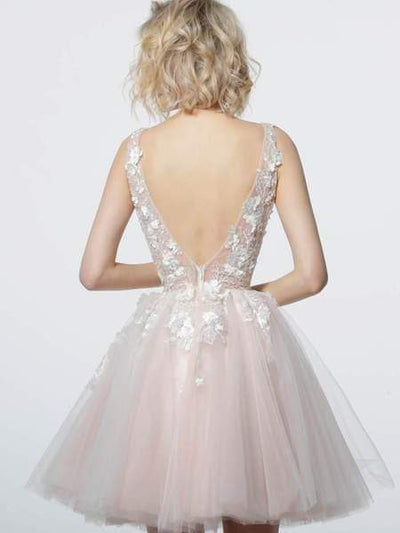Jovani 63987 - Floral Appliqué A-Line Party Dress - Prom