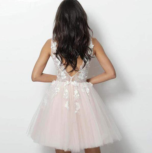Jovani 63987 - Floral Appliqué A-Line Party Dress - Prom