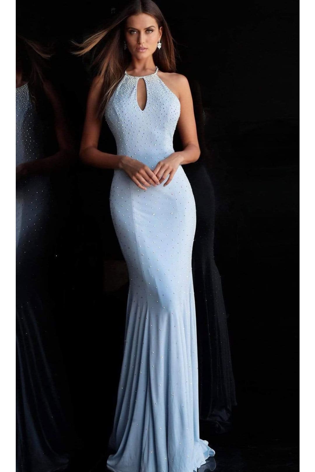 Jovani 67101 Keyhole Sleeveless Exposed Back Prom Dress Black 00