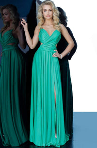 Jovani - 68642 Ruched Surplice A-Line Evening Dress