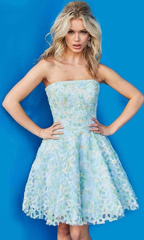 Jovani 07965 Strapless Floral Cocktail Dress - Prom