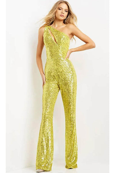 Jovani 9017 - Sequin One-Shoulder Jumpsuit - Prom
