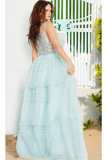 Jovani - 94366 Strapless Straight Neckline Slit Mermaid Gown - Prom