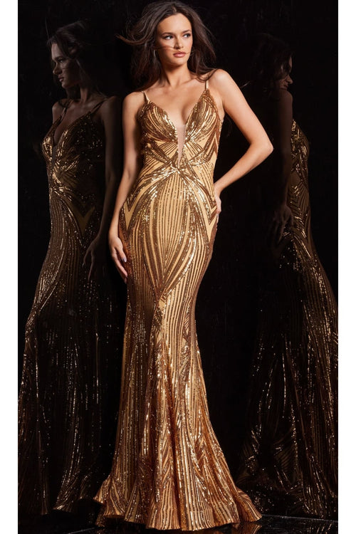 Jovani Backless Sequin-Print Long Prom Dress 09693 - Apparel & Accessories > Clothing > Dresses