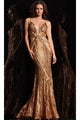 Jovani Backless Sequin-Print Long Prom Dress 09693 - Gold / Apparel & Accessories > Clothing > Dresses