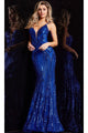 Jovani Backless Sequin-Print Long Prom Dress 09693 - Royal / Apparel & Accessories > Clothing > Dresses