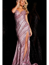 Jovani Backless Sequin-Print Long Prom Dress 22364