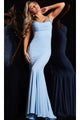 Jovani Beaded Cowl-Neck Long Prom Dress 23201 - Light Blue / Apparel & Accessories > Clothing > Dresses