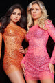 Jovani 7757 - Bejeweled Long Sleeve Illusion Scoop Neck Sheath Dress - Prom